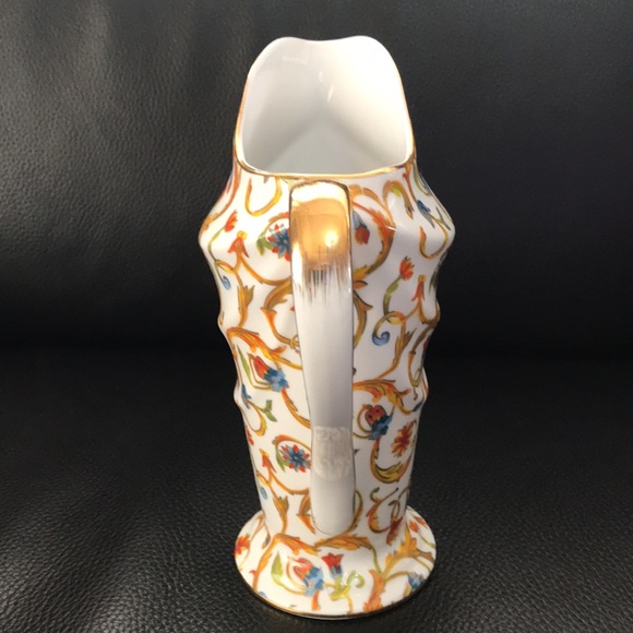 Large Pitcher vintage made in MILAN Royal Garden Decor floral with gold leaf 10” - Picture 2 of 7